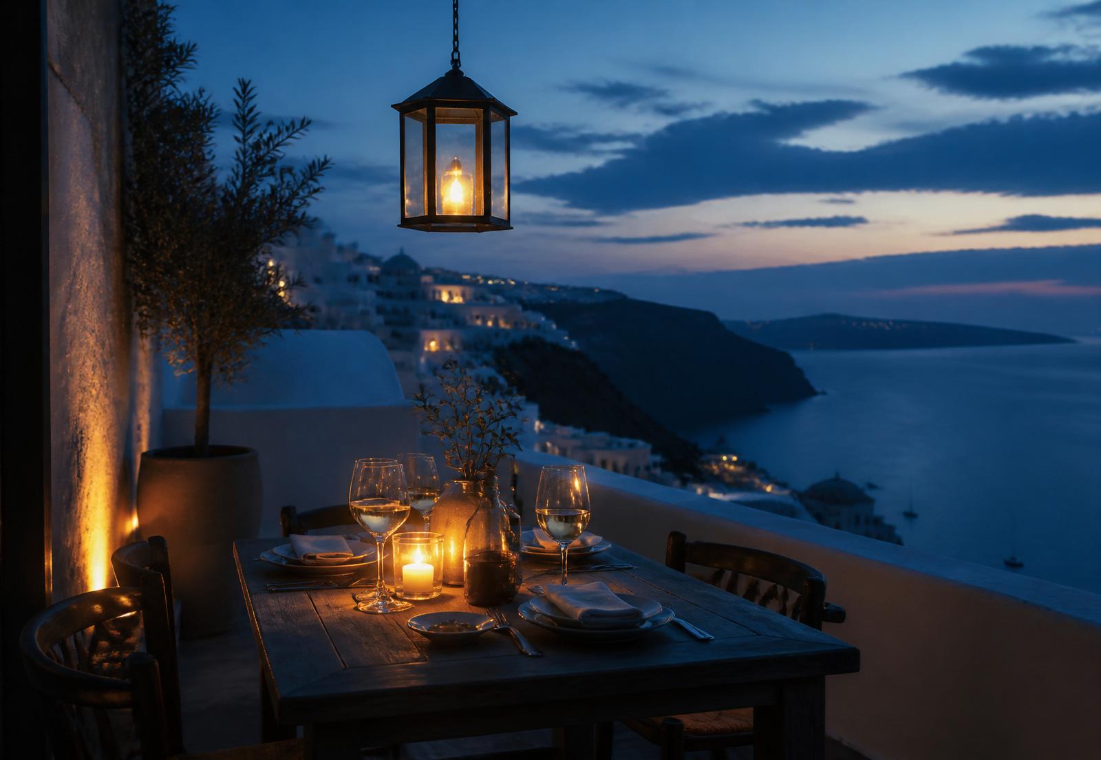Santorini caldera at sunset